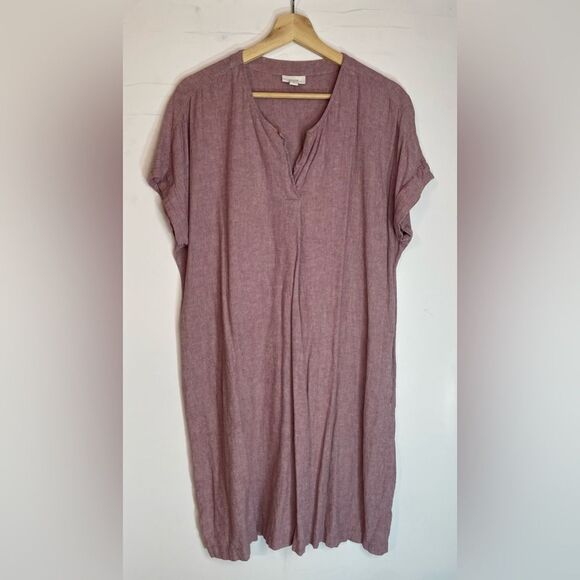 5 for $25🔥Pure Jill Mauve Pink Linen Blend Casual T-Shirt Dress Medium - Picture 1 of 7